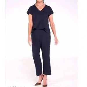 CAbi genius Navy Cropped Jumpsuit